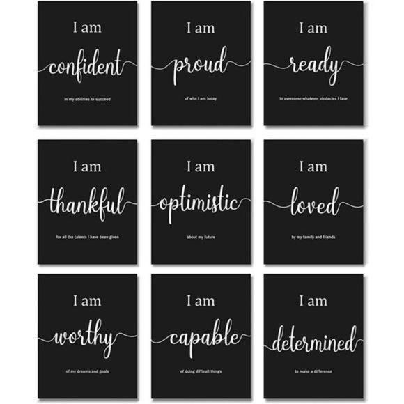 9 Pieces Inspirational Motivational Wall Art Decor, Daily Positive Affirmations - Picture 1 of 8